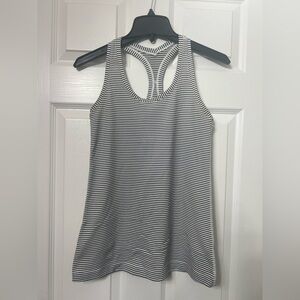 Lululemon Striped Racerback Tank, Size 6, Black and White